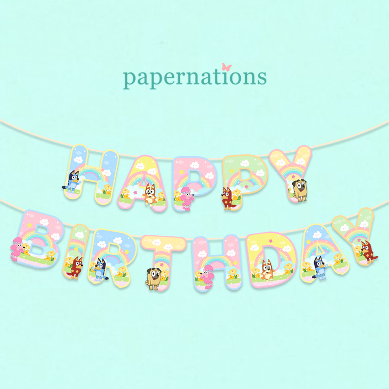 HBD Bluey Bunting Flag